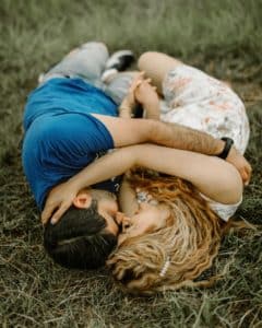 A picture of lovers close together demonstrates the joy of knowing that one has an enlarged male reproductive organ.